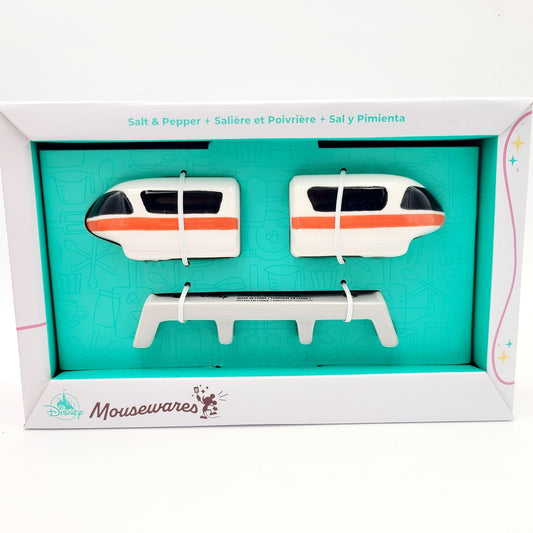2025 Disney Parks Mousewares Monorail Red & Beam Salt & Pepper Shaker Set New