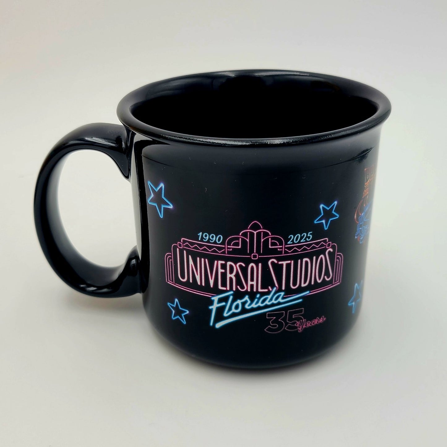 Universal Studios Florida 35th Anniversary Coffee Neon Mug Jaws Jurassic Park ET