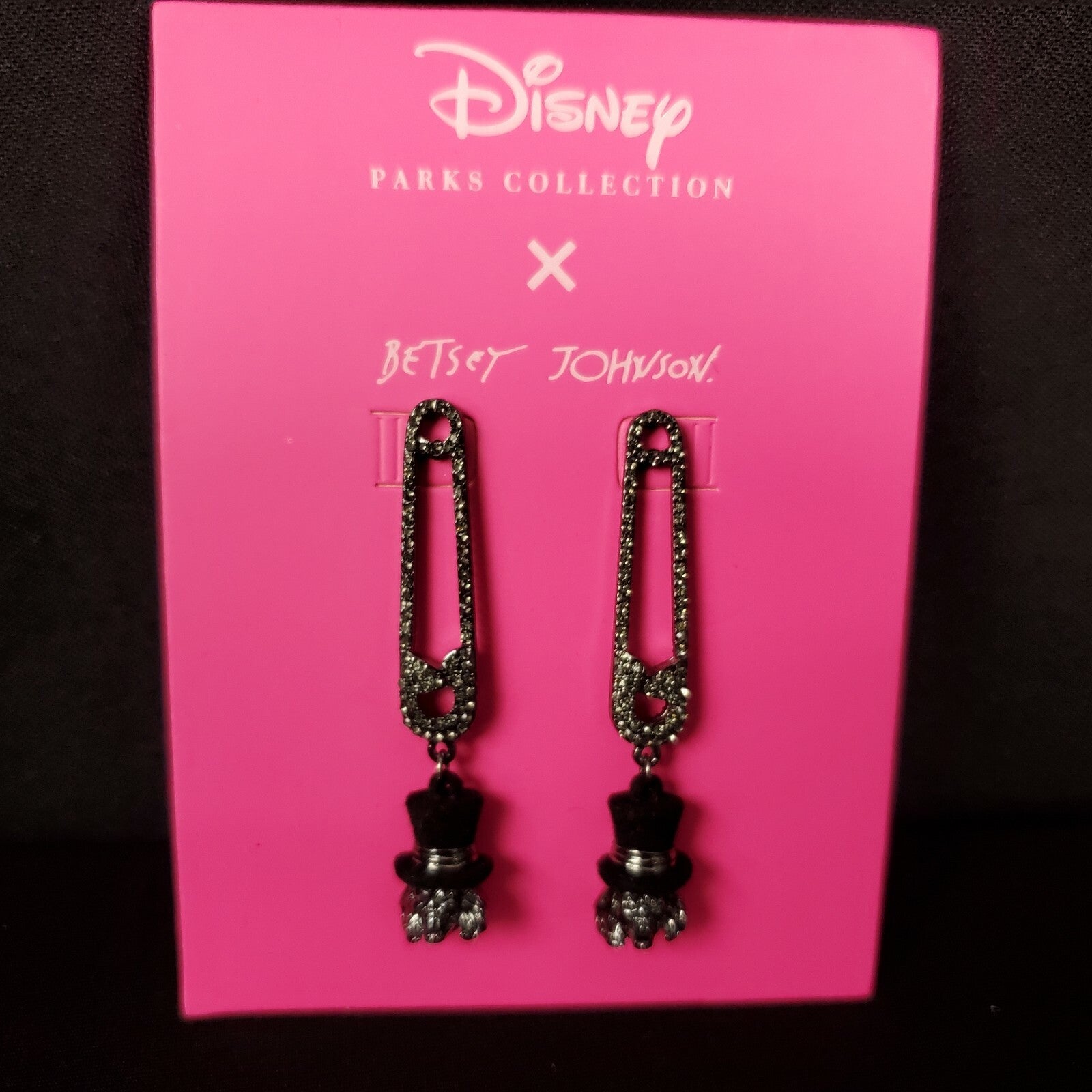 Disney Parks Haunted Mansion Hatbox Ghost Safety Pins Earrings By Betsey Johnson