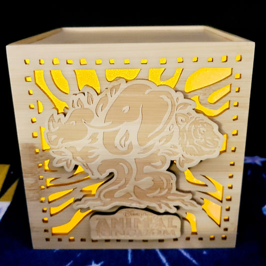 NEW 2023 Disney Parks Animal Kingdom 25th Anniversary Wood Light Up Cube Box