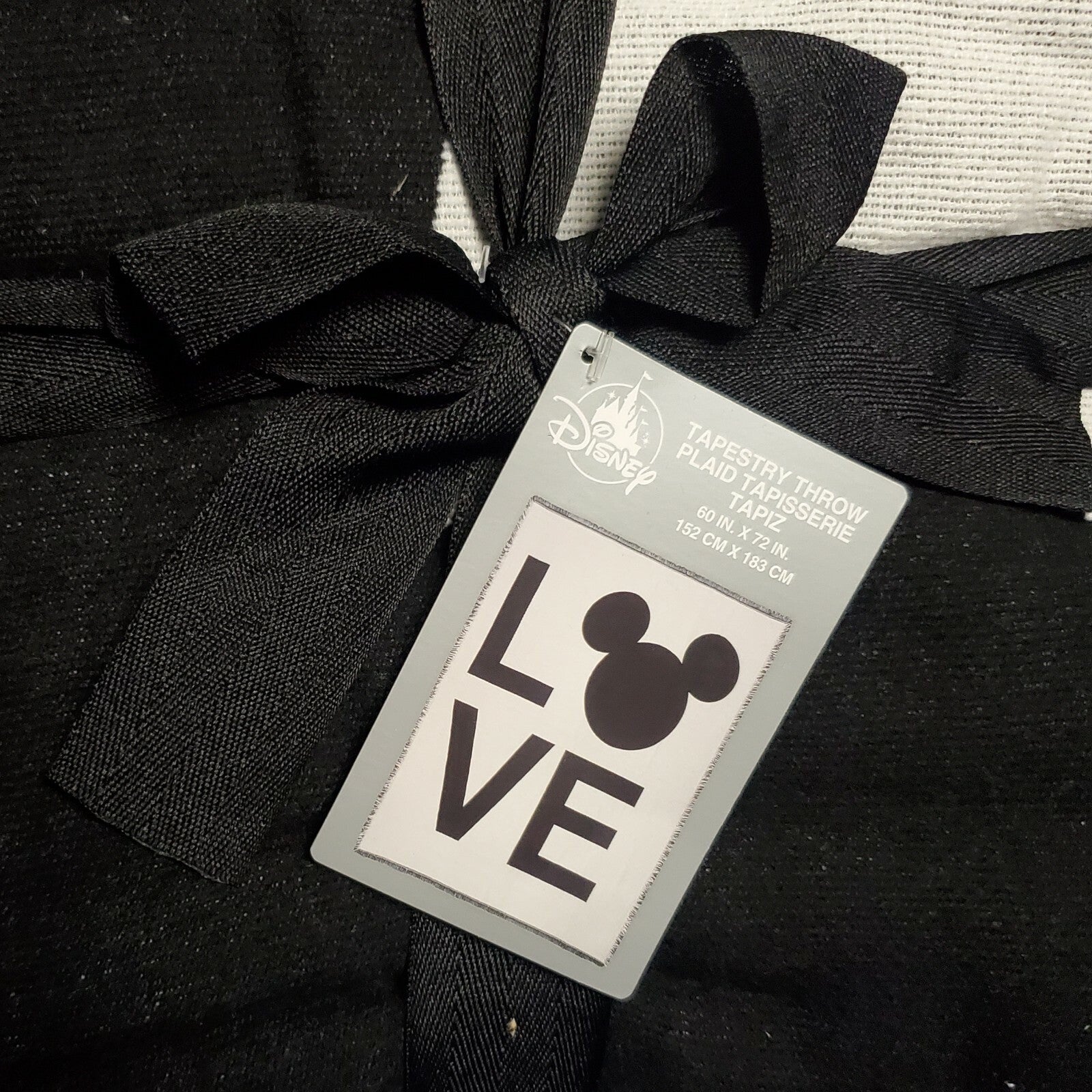 Disney Parks Mickey Mouse Throw Blanket NEW Plaid Tapestry Love WDW Home Decor