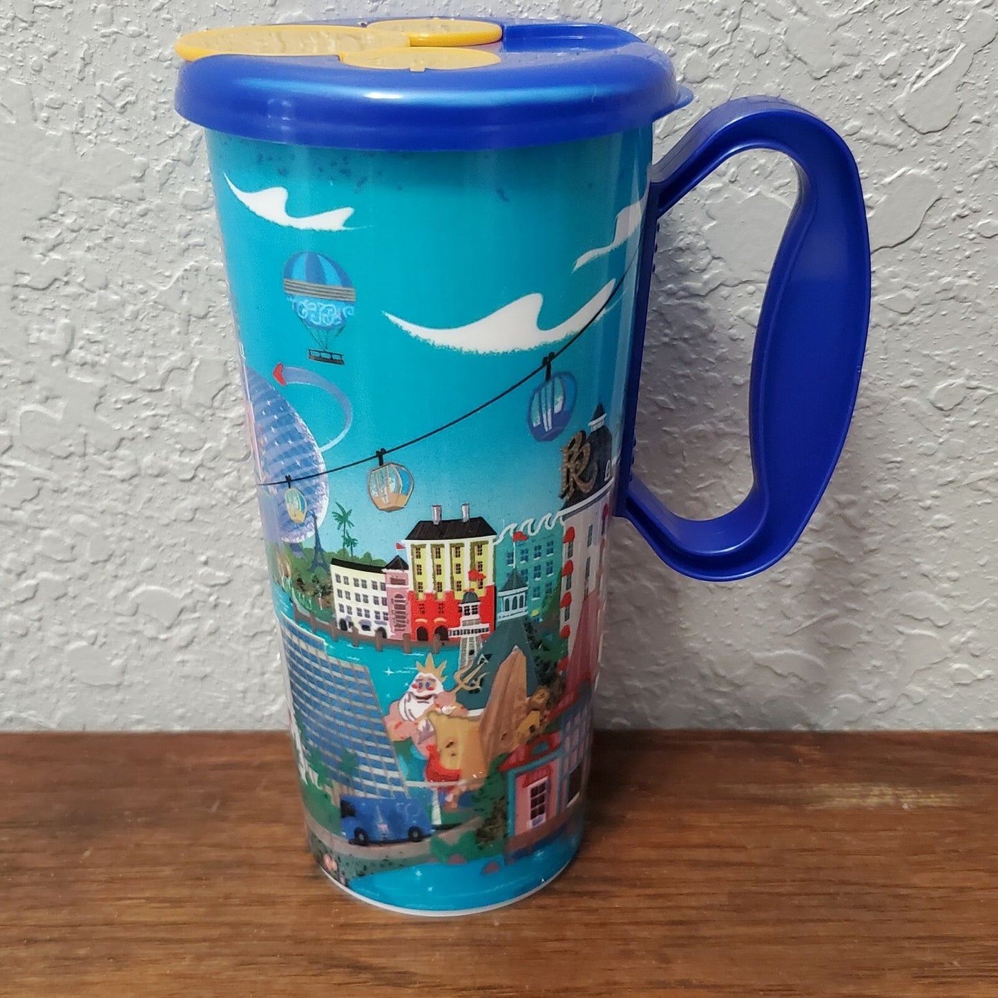 Disney Parks WDW 50th Anniversary Resort Refillable Mug Blue Lid Mickey Minnie