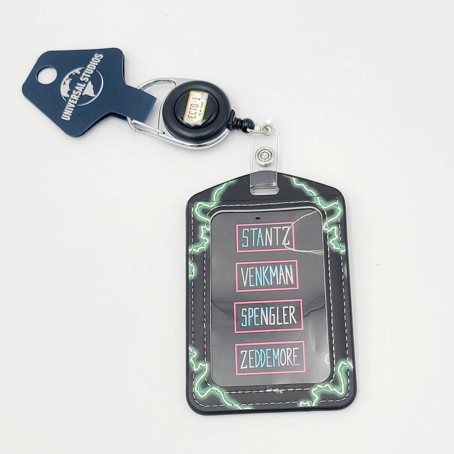 Universal Studios Ghostbusters Ecto-1 ID Badge Reel Holder Stantz Venkman NEW