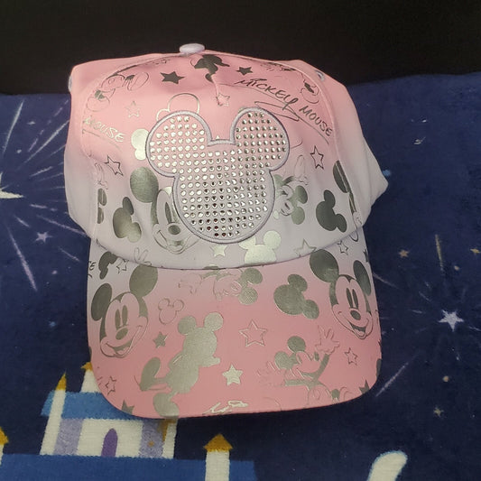 NEW Disney Parks Mickey Mouse Ears Pink Sequins Bling Jeweled Baseball Cap Hat