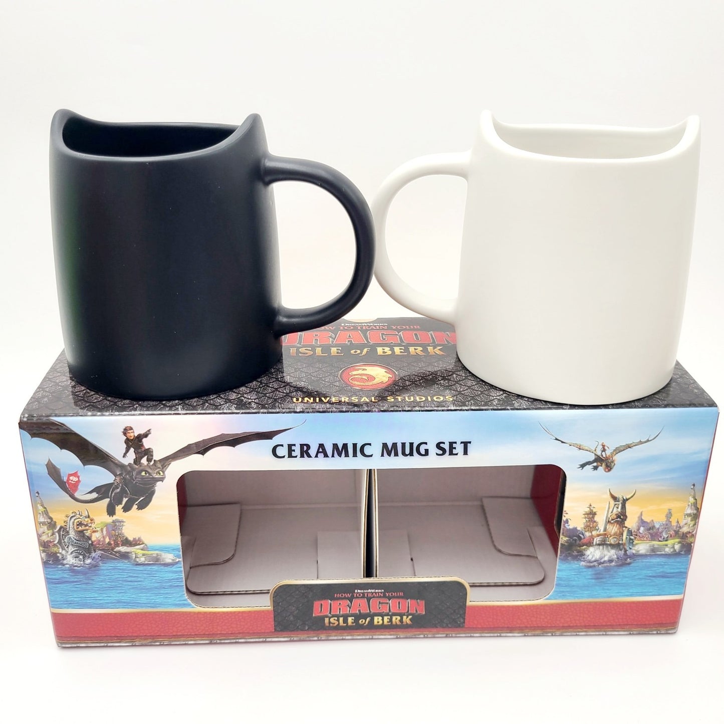 *2 Mug Set* Universal Epic How To Train Your Dragon Night Light Fury Ceramic Cup