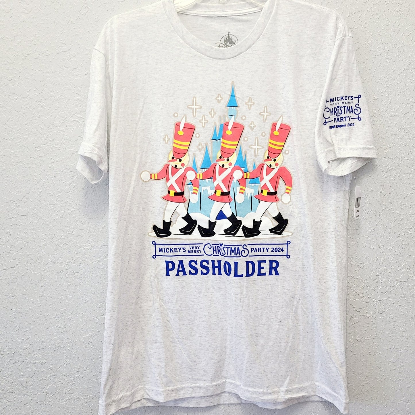 LARGE Disney Park 2024 Very Merry Christmas Party Toy Soldier Passholder T-shirt