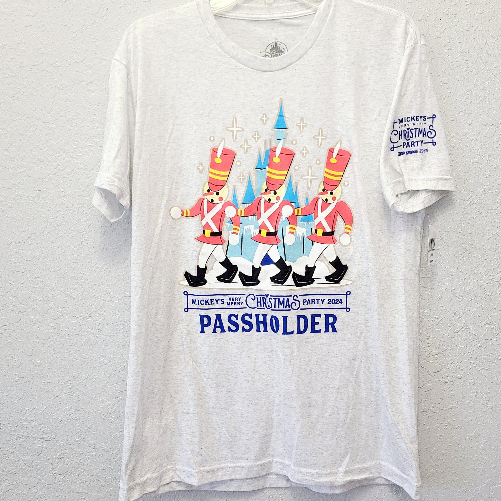 LARGE Disney Park 2024 Very Merry Christmas Party Toy Soldier Passholder T-shirt