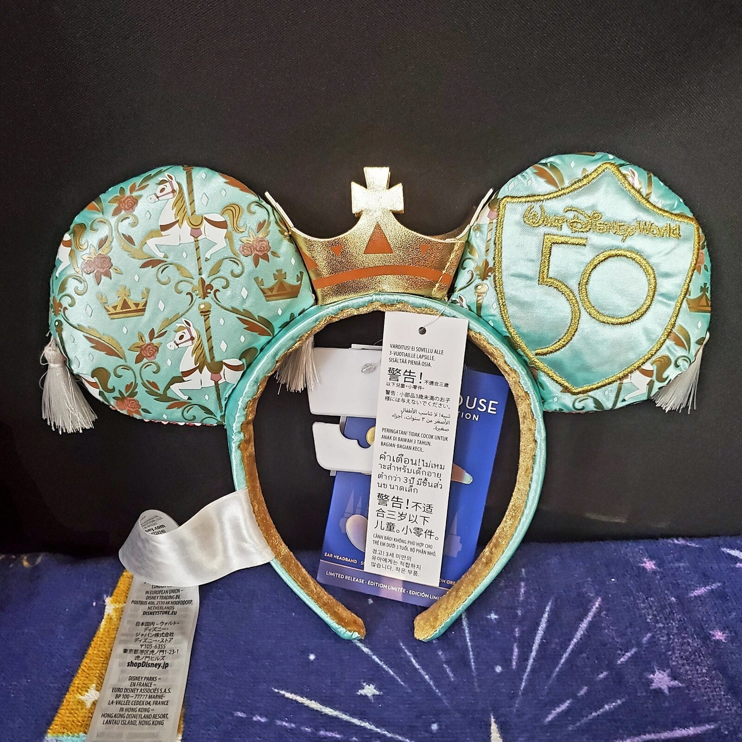 Disney Parks 50th Main Attraction Prince Charming Carrousel Mickey Ears Headband