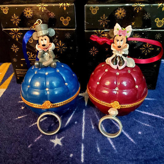 Mickey & Minnie Set! Disney Park Sketchbook Ornament Engagement Ring Box Wedding