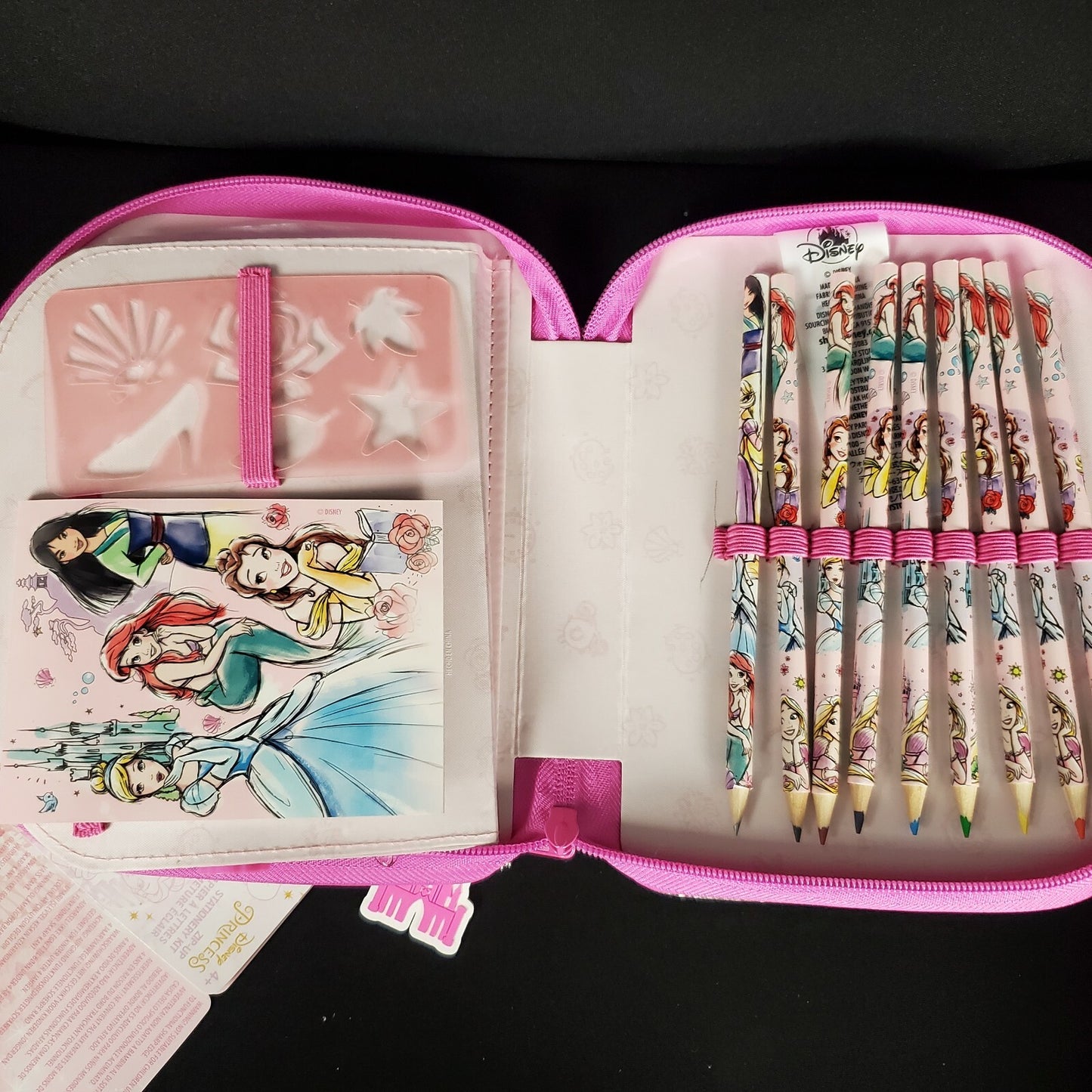 *Backpack & Stationery Set* Disney Princess Belle School Zip-Up Supplies Ariel