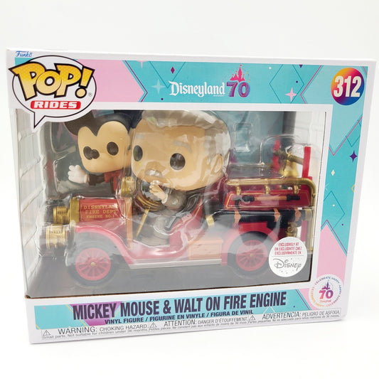 Disneyland Parks 70th Anniversary Funko Pop Mickey Mouse & Walt On Fire Engine
