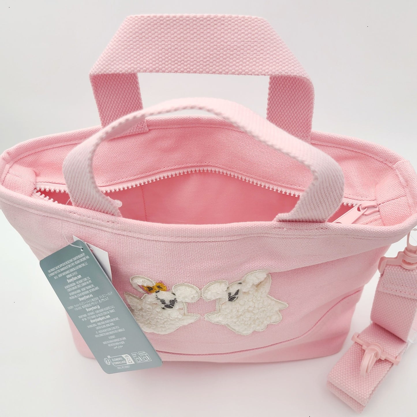 2025 Disney Parks Halloween Ghost Mickey Minnie Mouse Pink Canvas Small Tote Bag