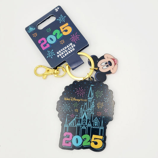 2025 Disney Parks Mickey Mouse & Cinderella Castle Fireworks Keychain Bag Tag