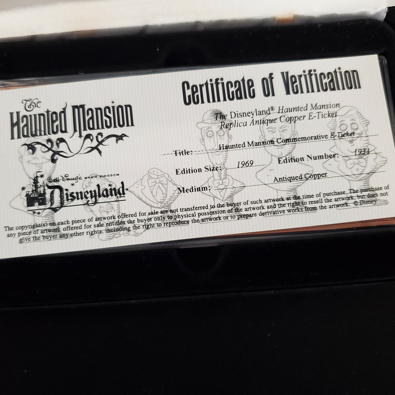 Disney Parks Haunted Mansion Replica Antique Copper "E" Ticket Limited Edition
