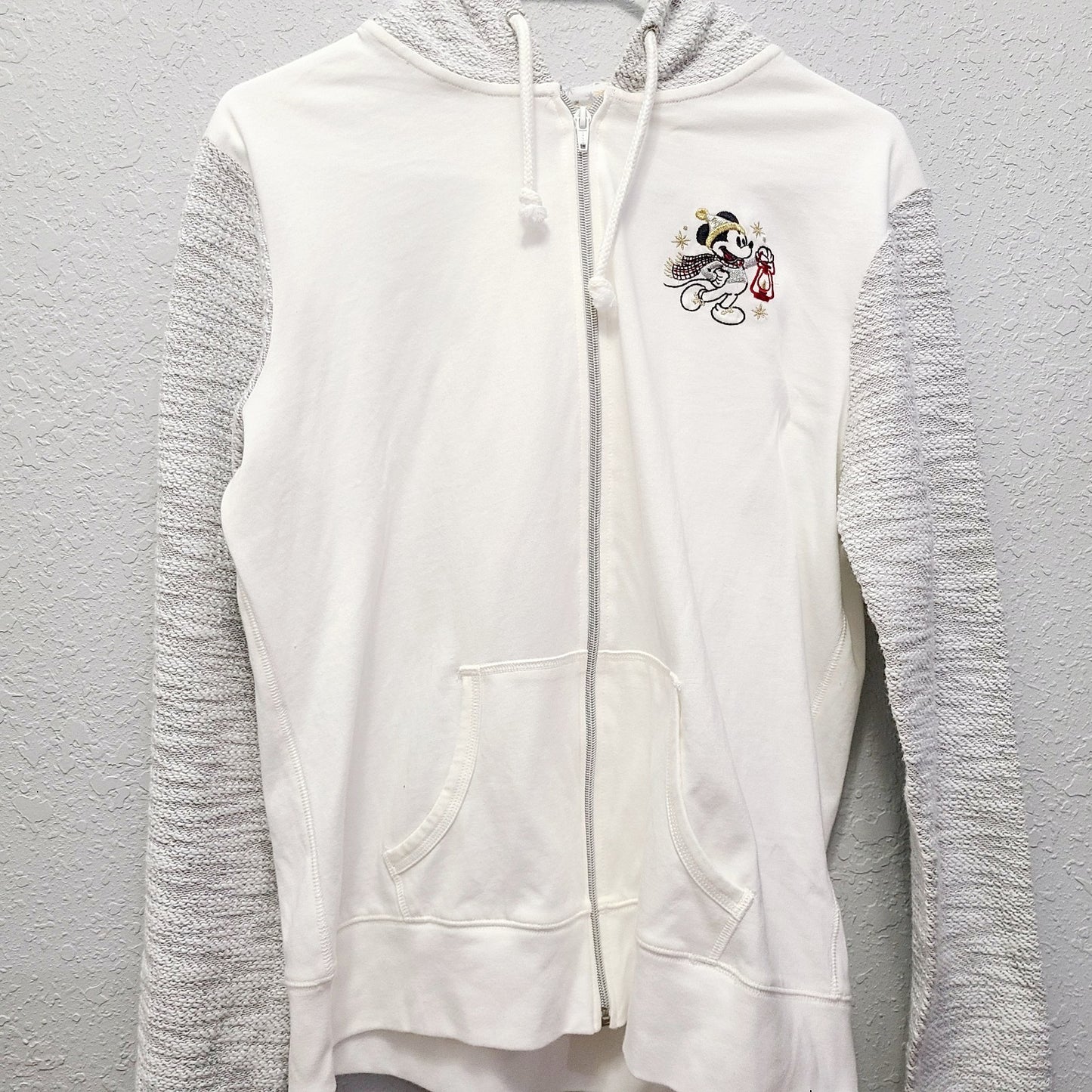 LARGE Disney Park Holiday Zip Up Hoodie Mickey Minnie Mouse Christmas RARE HTF