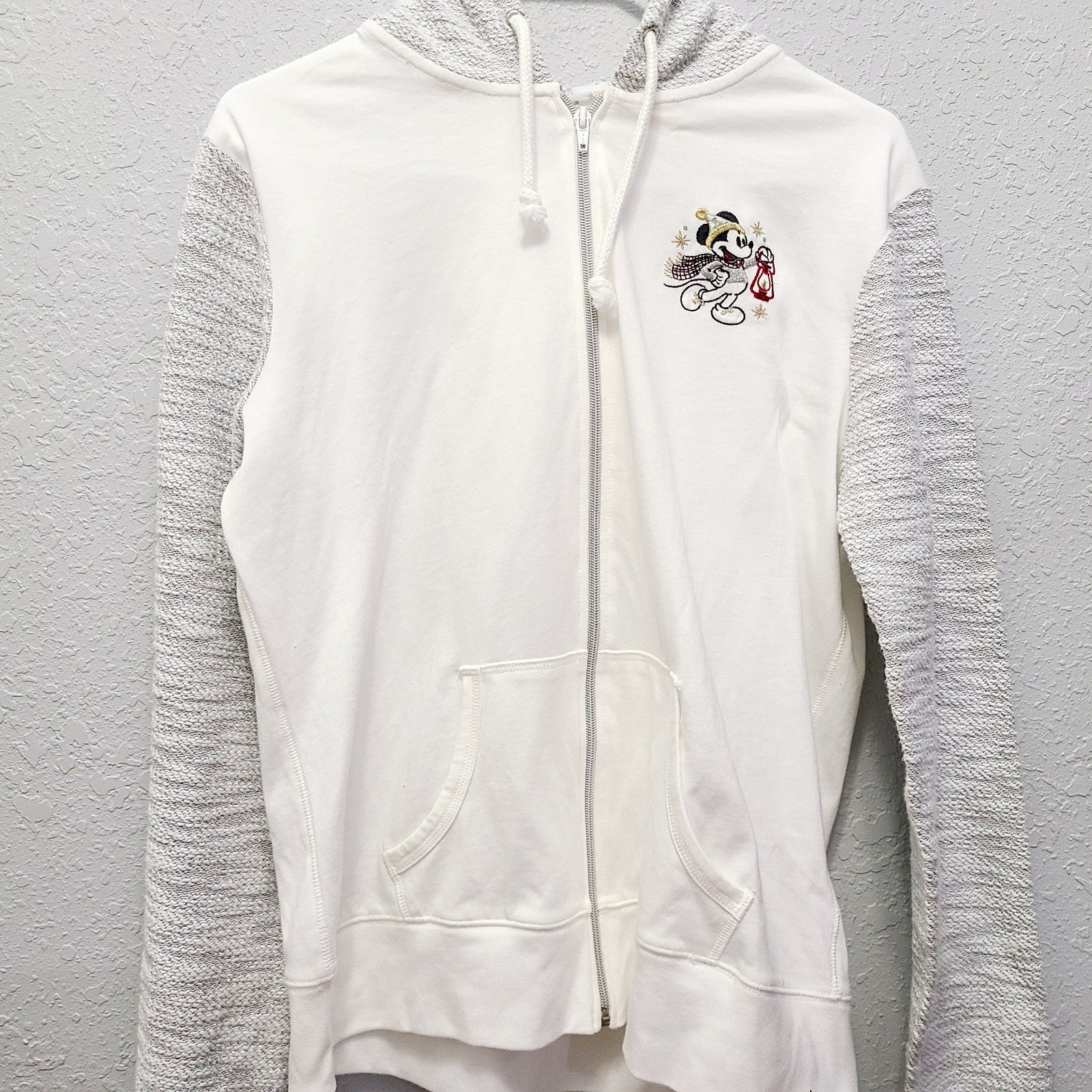 LARGE Disney Park Holiday Zip Up Hoodie Mickey Minnie Mouse Christmas RARE HTF