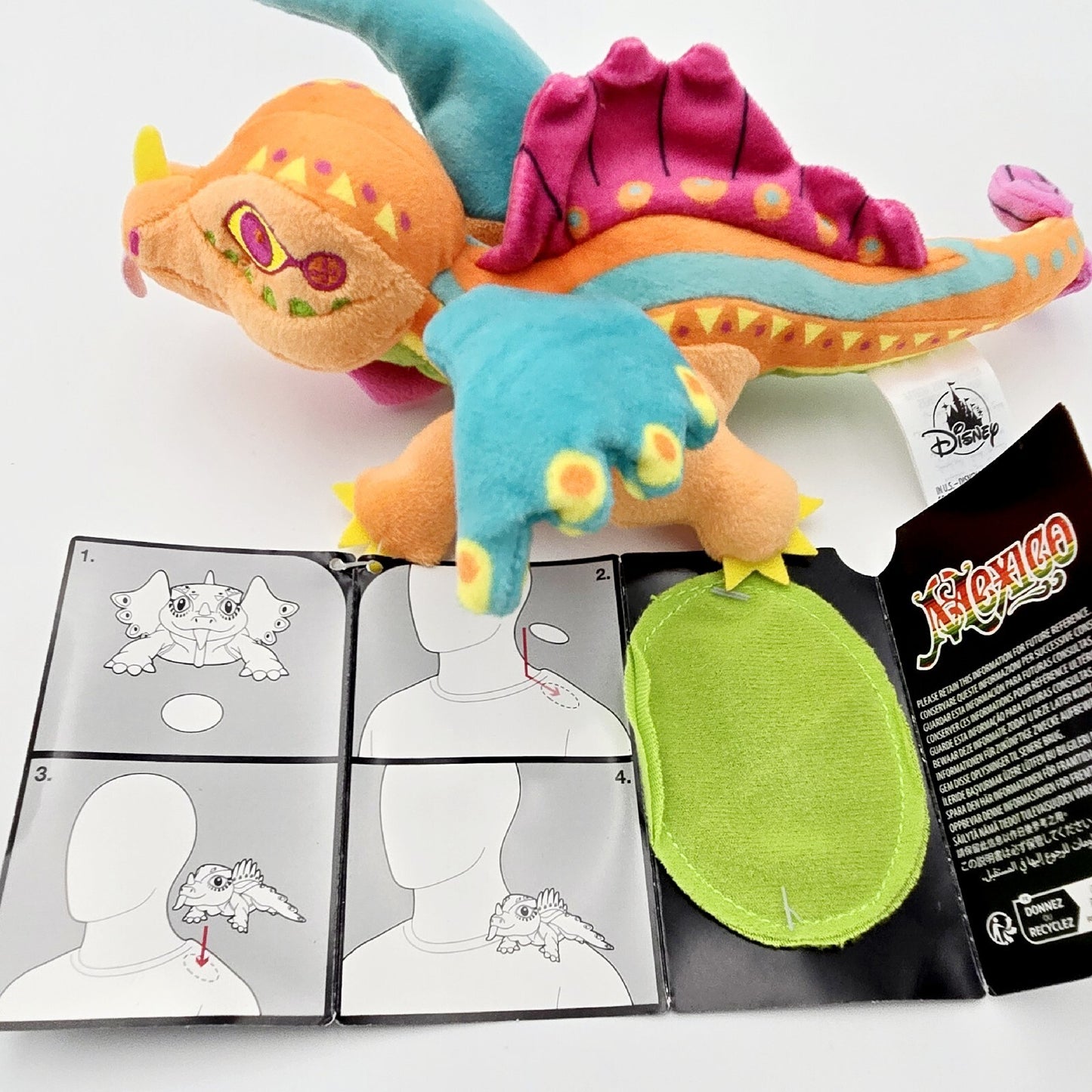 Disney Parks EPCOT Mexico Alebrijes Magnetic Shoulder Pal Plush Magnet Dragon