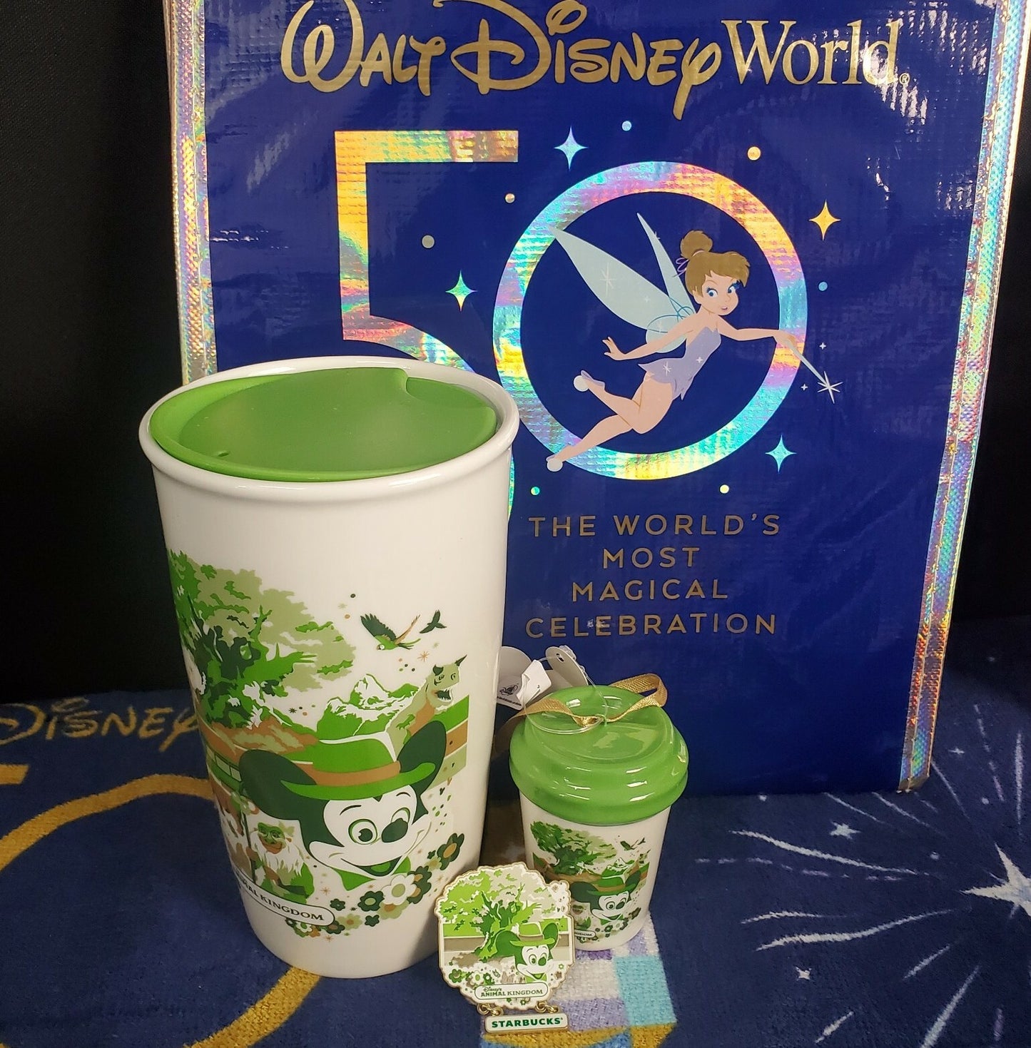 *Animal Kingdom Starbucks Set Disney World 50th Anniversary Tumbler Ornament Pin