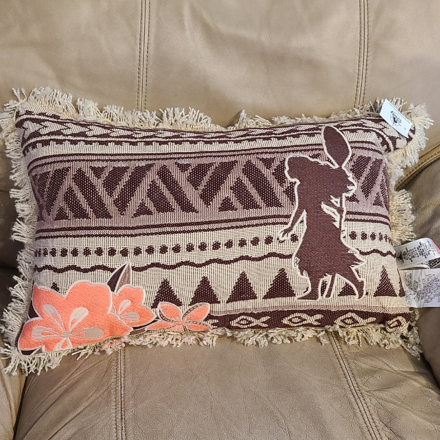 Walt Disney World Parks Moana Spotlight with Orange Flowers Throw Pillow NEW