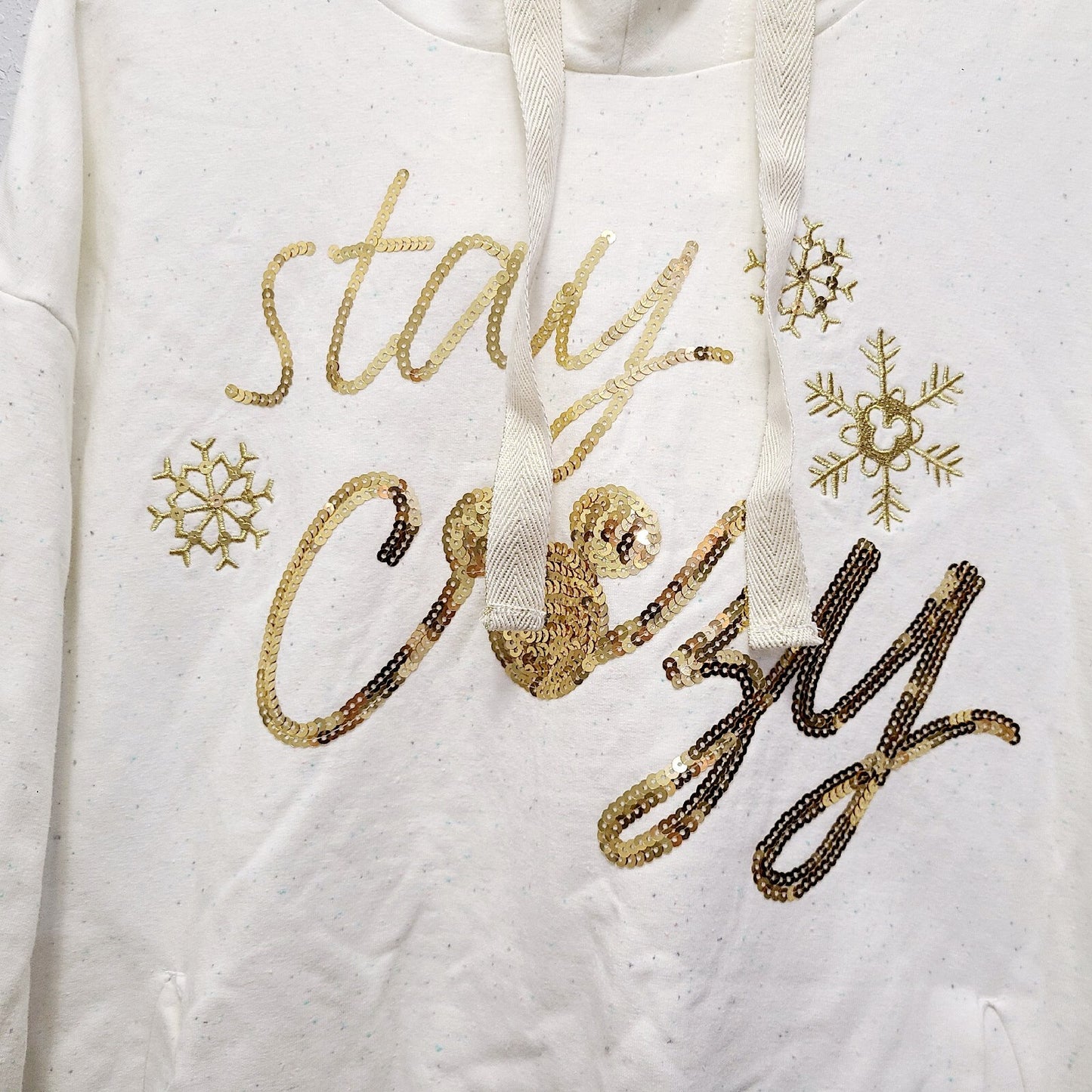 LARGE Disney Parks Stay Cozy Christmas Holiday Hooded Sweatshirt Pockets Mickey