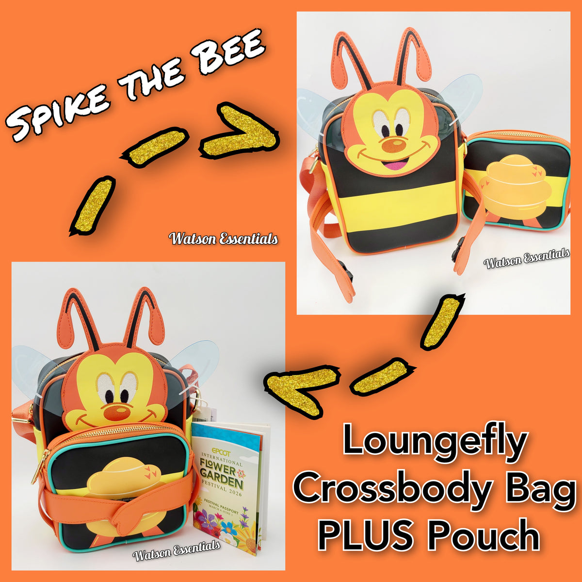 Disney Parks 2026 Epcot Flower Garden Festival Spike Bee Crossbody Bag Loungefly