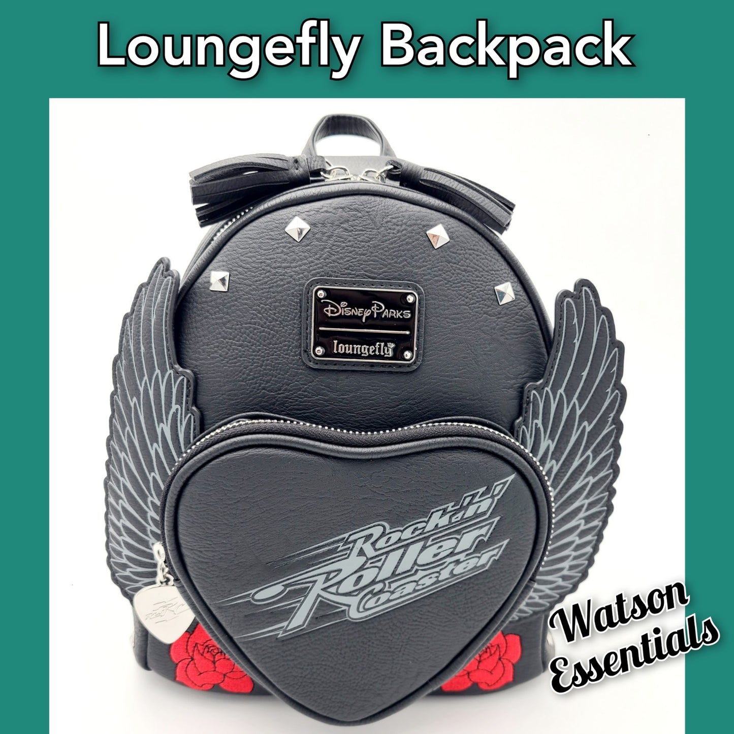 NEW Disney Parks Loungefly Aerosmith Rock ‘n’ Roller Coaster Black Backpack Bag