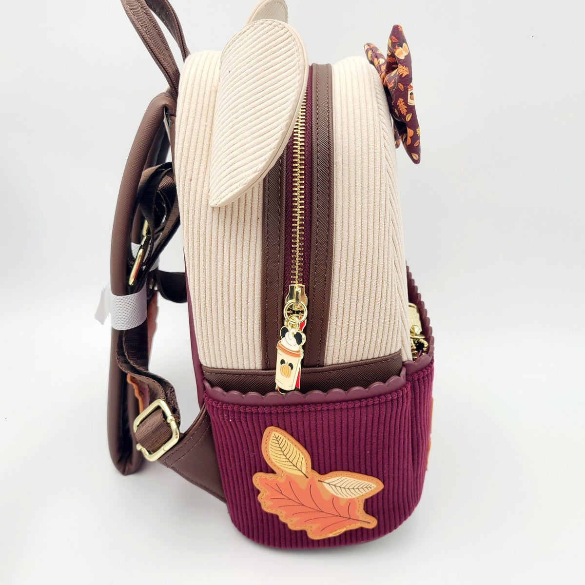 2026 Disney Parks Loungefly Minnie Mouse Fall Autumn Corduroy Mini Backpack New