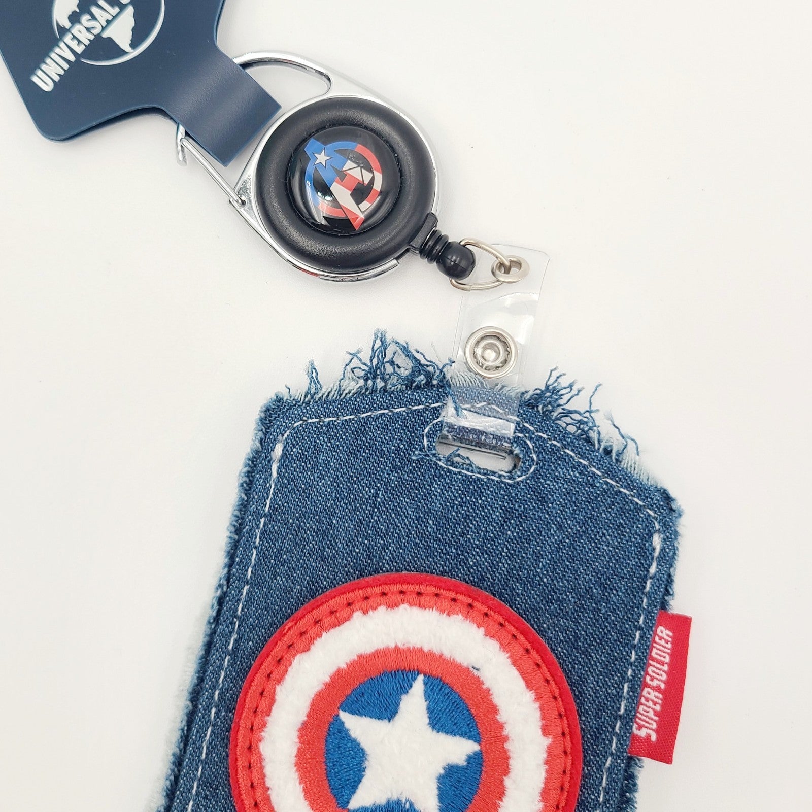 Universal Studios Florida Marvel Avengers Captain America Shield ID Badge Reel
