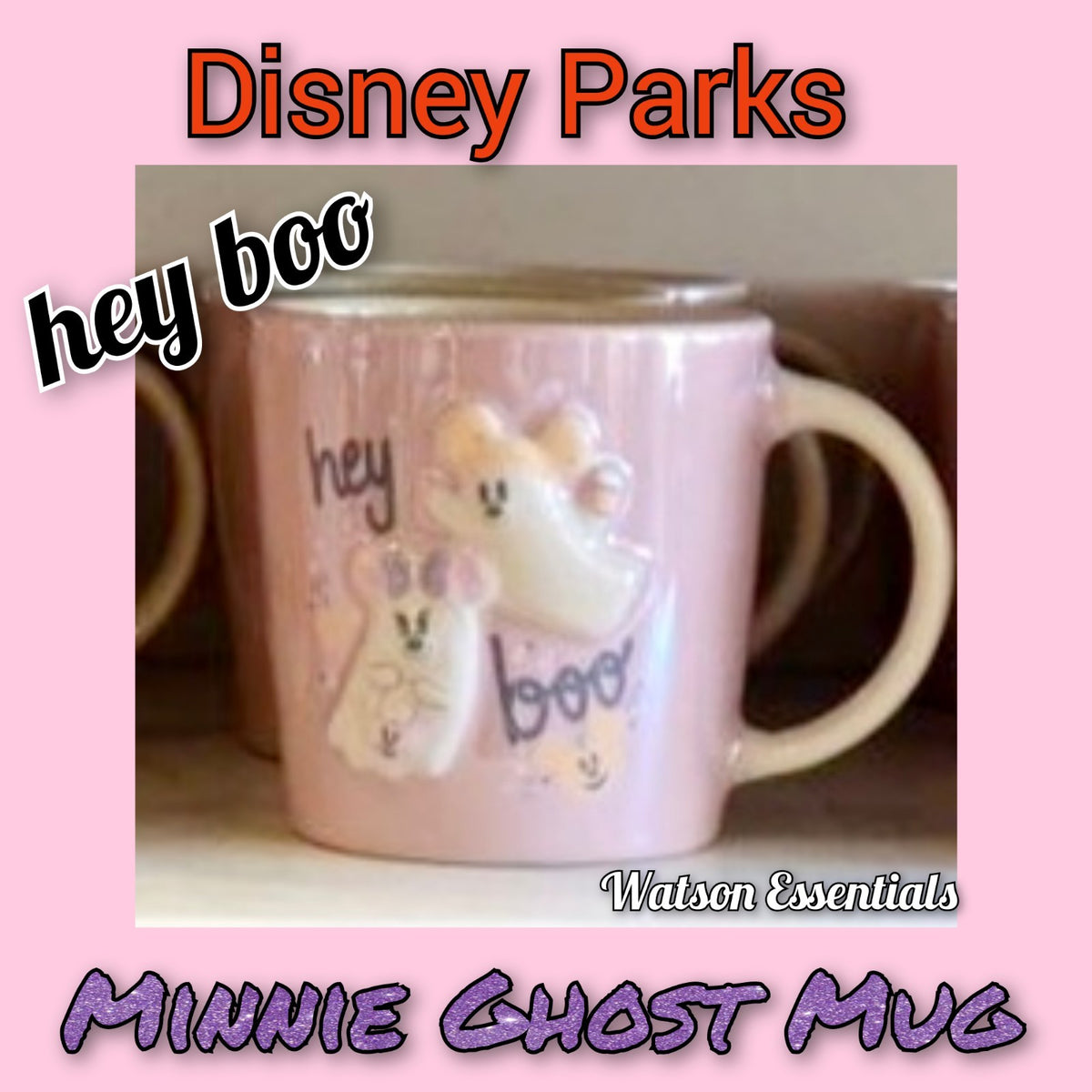 2026 Halloween Disney Parks Hey Boo Cutie Ghost Mug Cup Pink Mickey Minnie Mouse