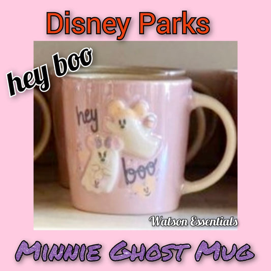 2026 Halloween Disney Parks Hey Boo Cutie Ghost Mug Cup Pink Mickey Minnie Mouse