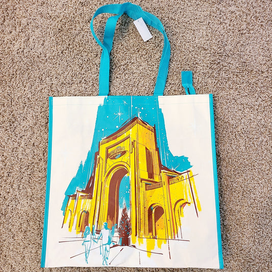 NEW Universal Studios Reusable Tote Teal Orlando & Hollywood with Zipper 17”