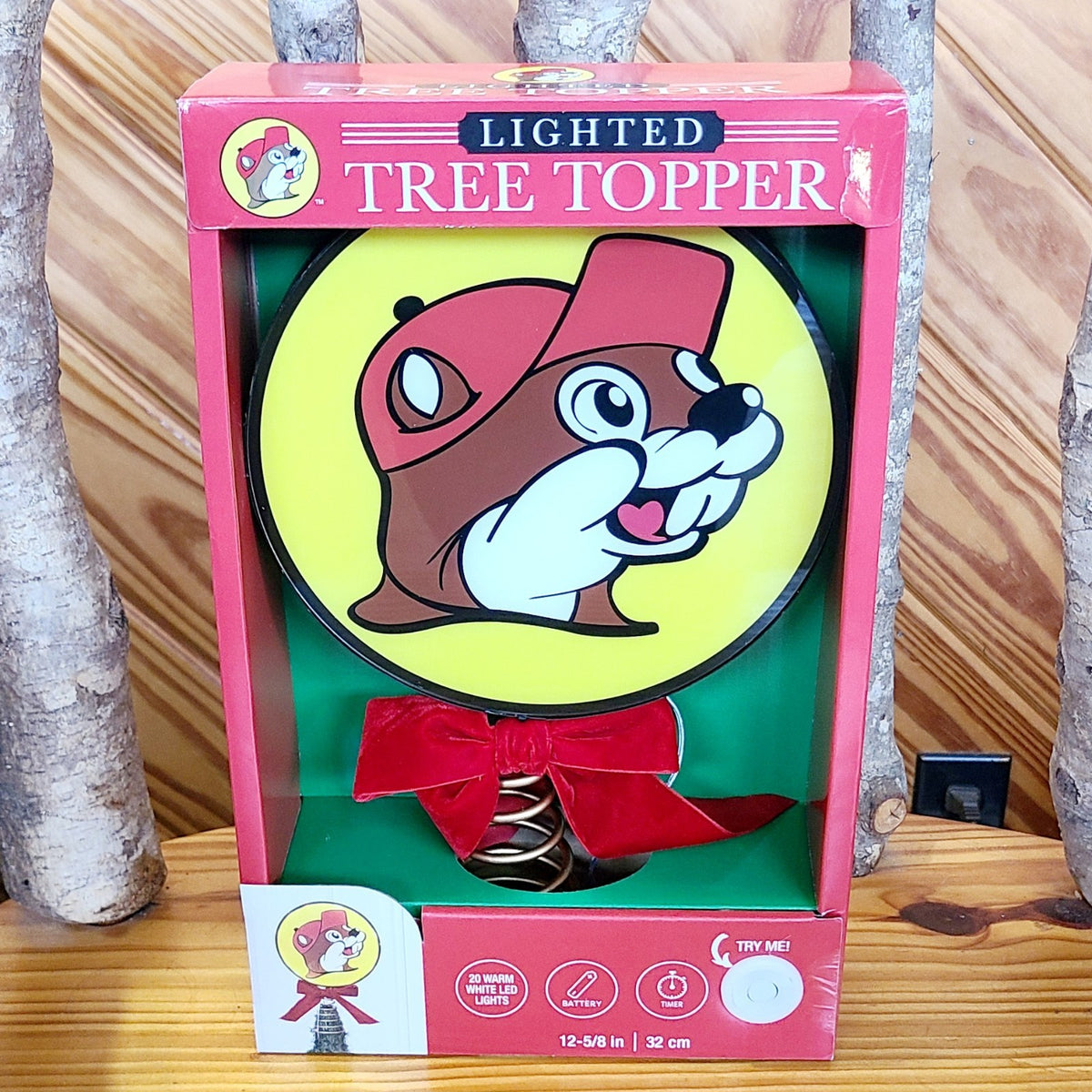 2026 Buc-ee's Light-Up Christmas Tree Topper Lighted Bucees Beaver Logo NEW