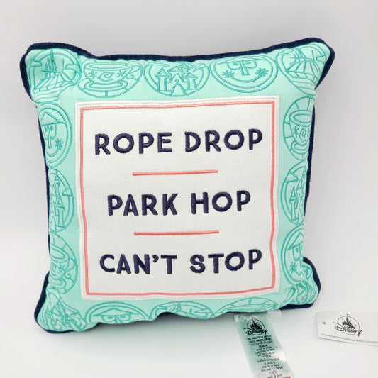 NEW Disney Parks 2026 WDW Rope Drop Park Hop Can't Stop Embroidered Throw Pillow