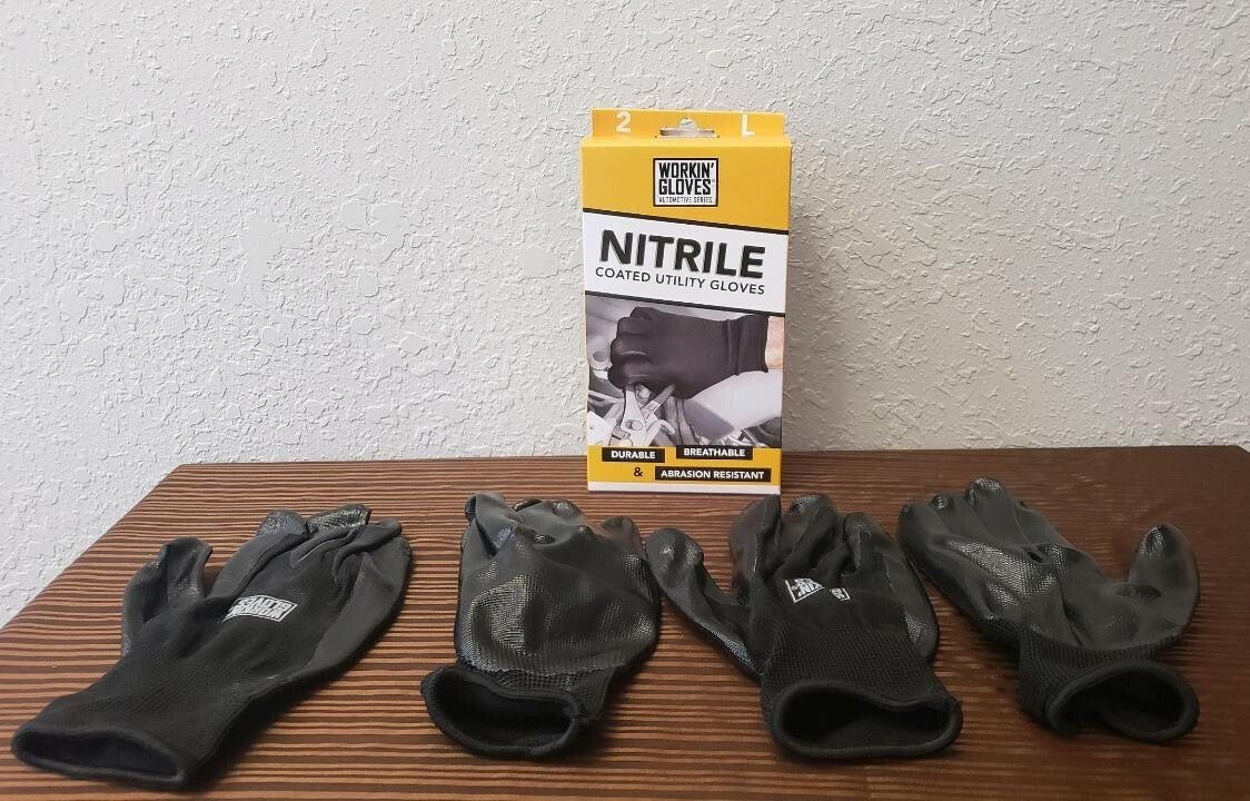 12 PAIRS Large Reusable Breathable Utility Gloves Working Auto Nitrile Coated