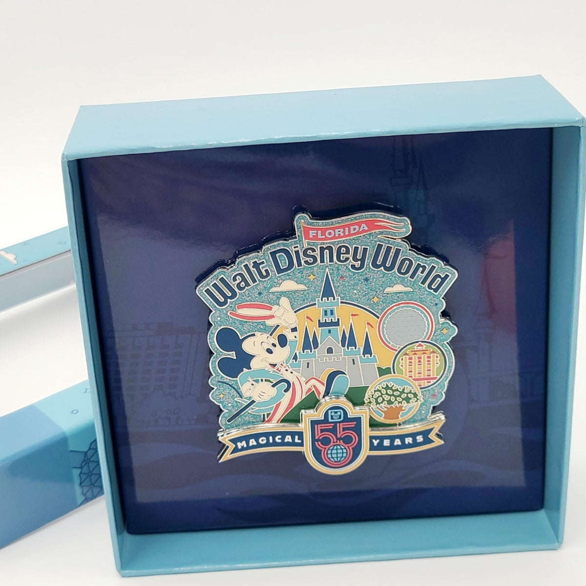 Disney Parks 2026 WDW 55th Anniversary Mickey Mini Jumbo Pin LE 5000 Glitter NEW