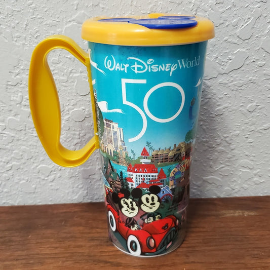 Disney Parks WDW 50th Anniversary Resort Refillable Mug Gold Lid Mickey Minnie 
