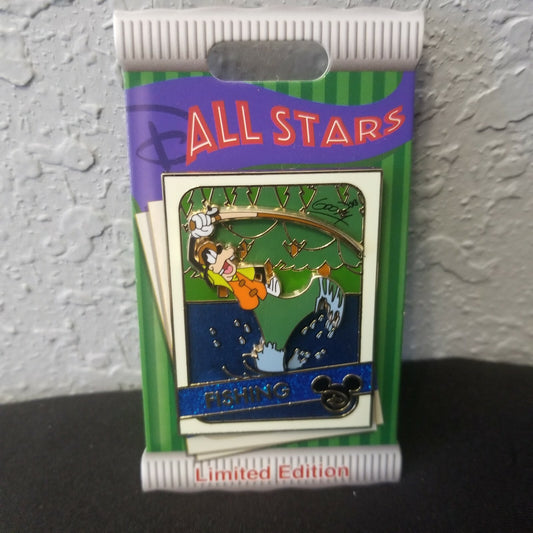 Disney Parks All Stars Trading Cards Goofy Fishing Pin LE 4000