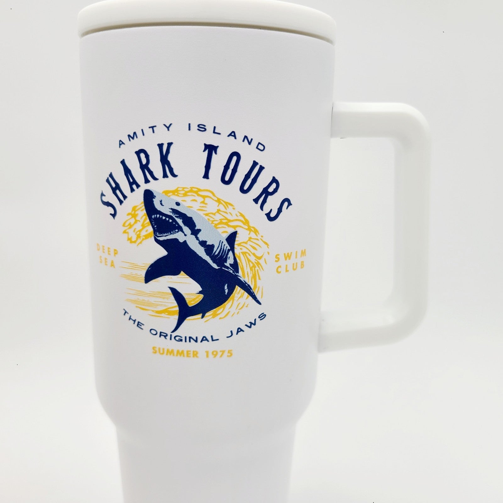 Universal Studios Jaws Shark Tours 40 Oz Tumbler New Orlando Florida 50th Anniv
