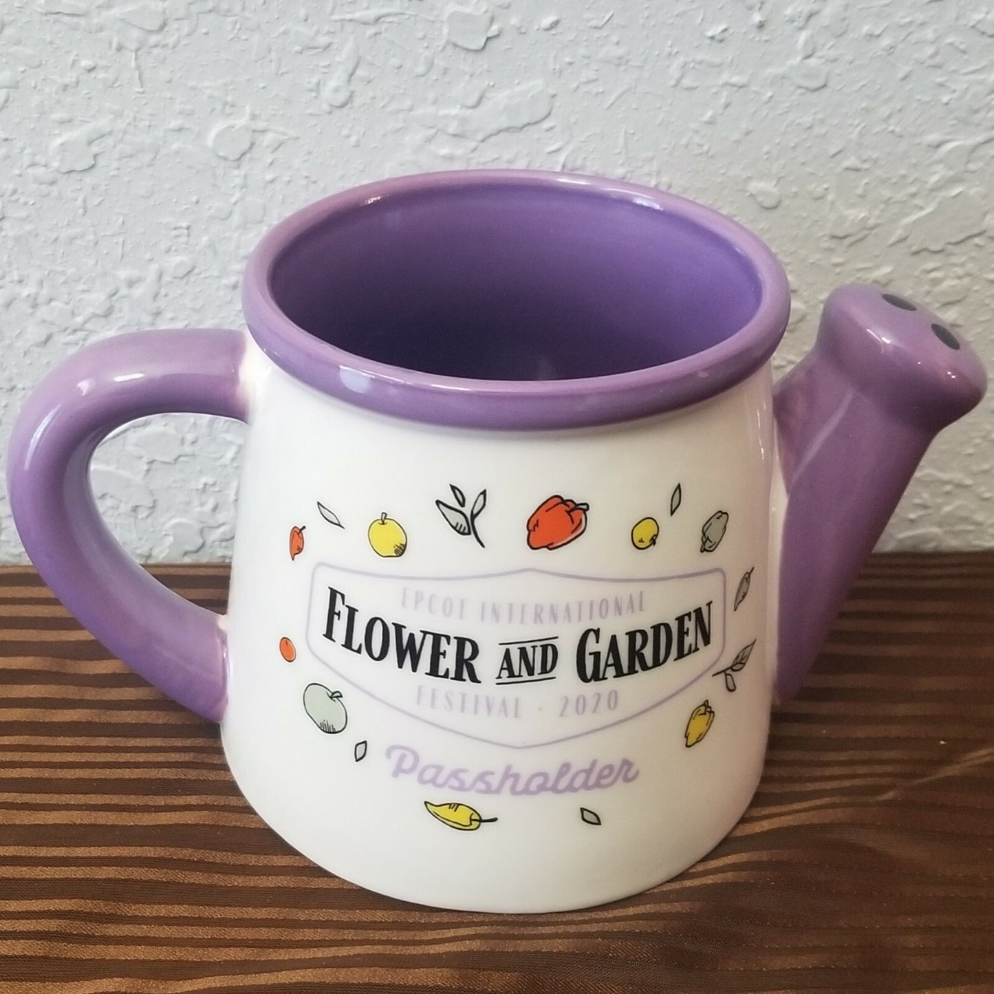Set of 2: 2020 Disney Parks Epcot Flower & Garden Figment Passholder Ceramic Mug