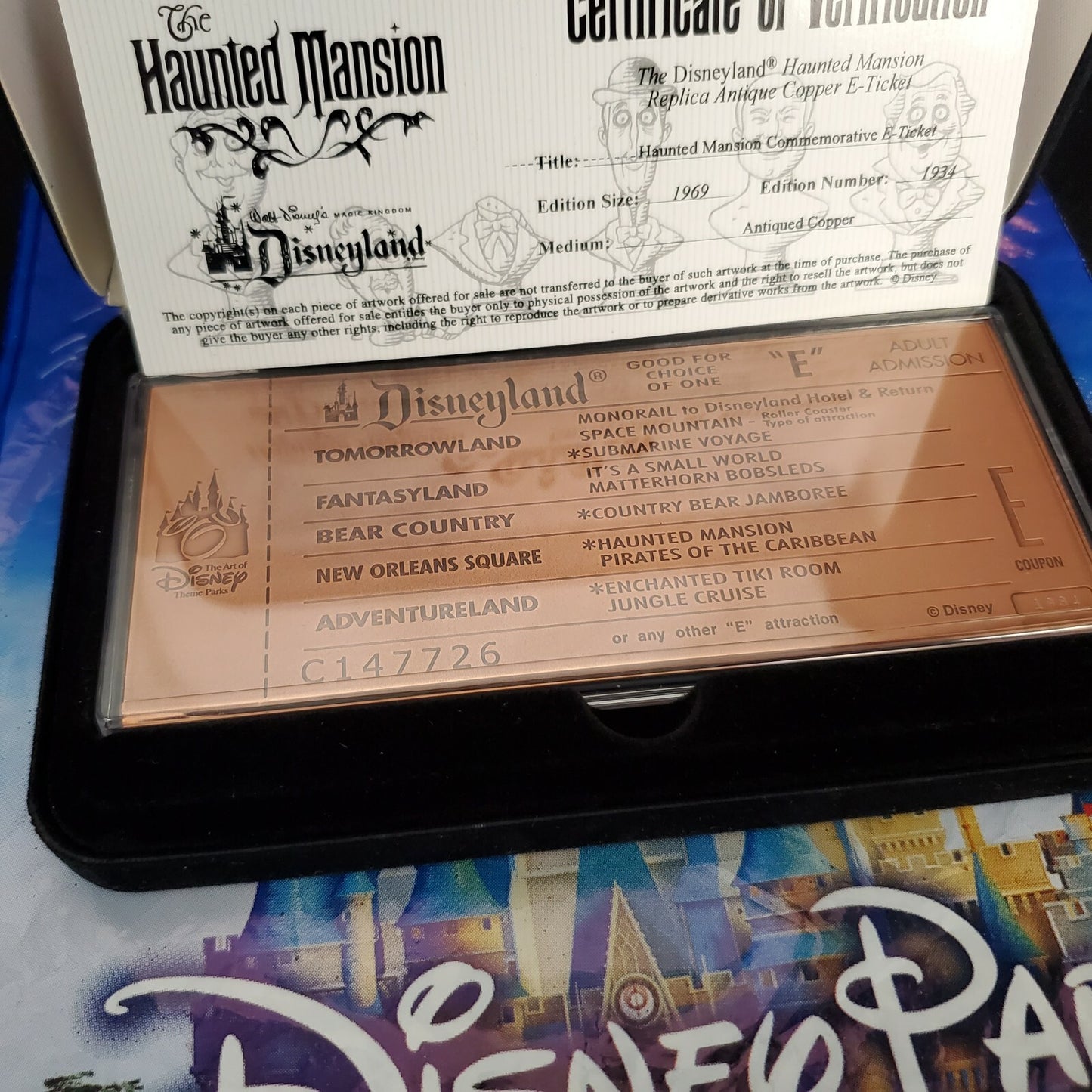 Disney Parks Haunted Mansion Replica Antique Copper "E" Ticket Limited Edition