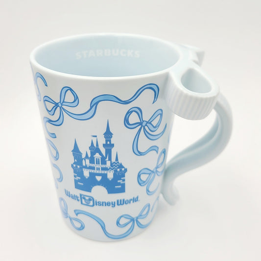 2026 Walt Disney World Parks Starbucks Blue Bow Ribbons Castle Ceramic Mug New
