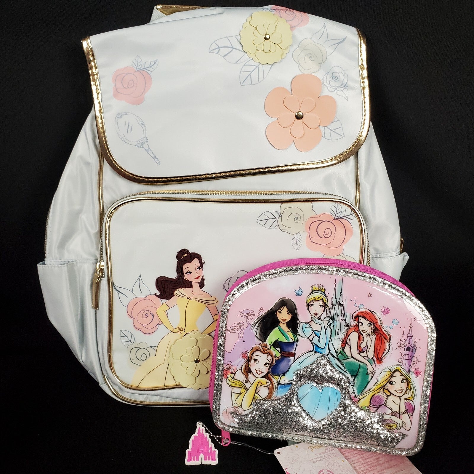 *Backpack & Stationery Set* Disney Princess Belle School Zip-Up Supplies Ariel