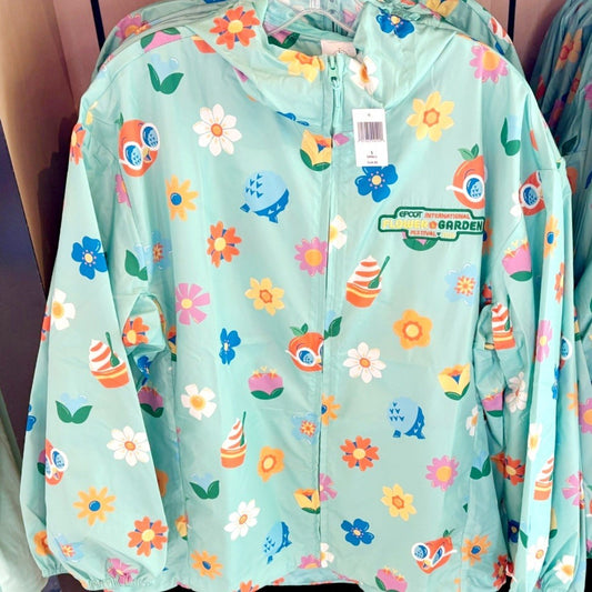LARGE Disney Park 2026 EPCOT Flower Garden Festival Orange Bird Rain Windbreaker