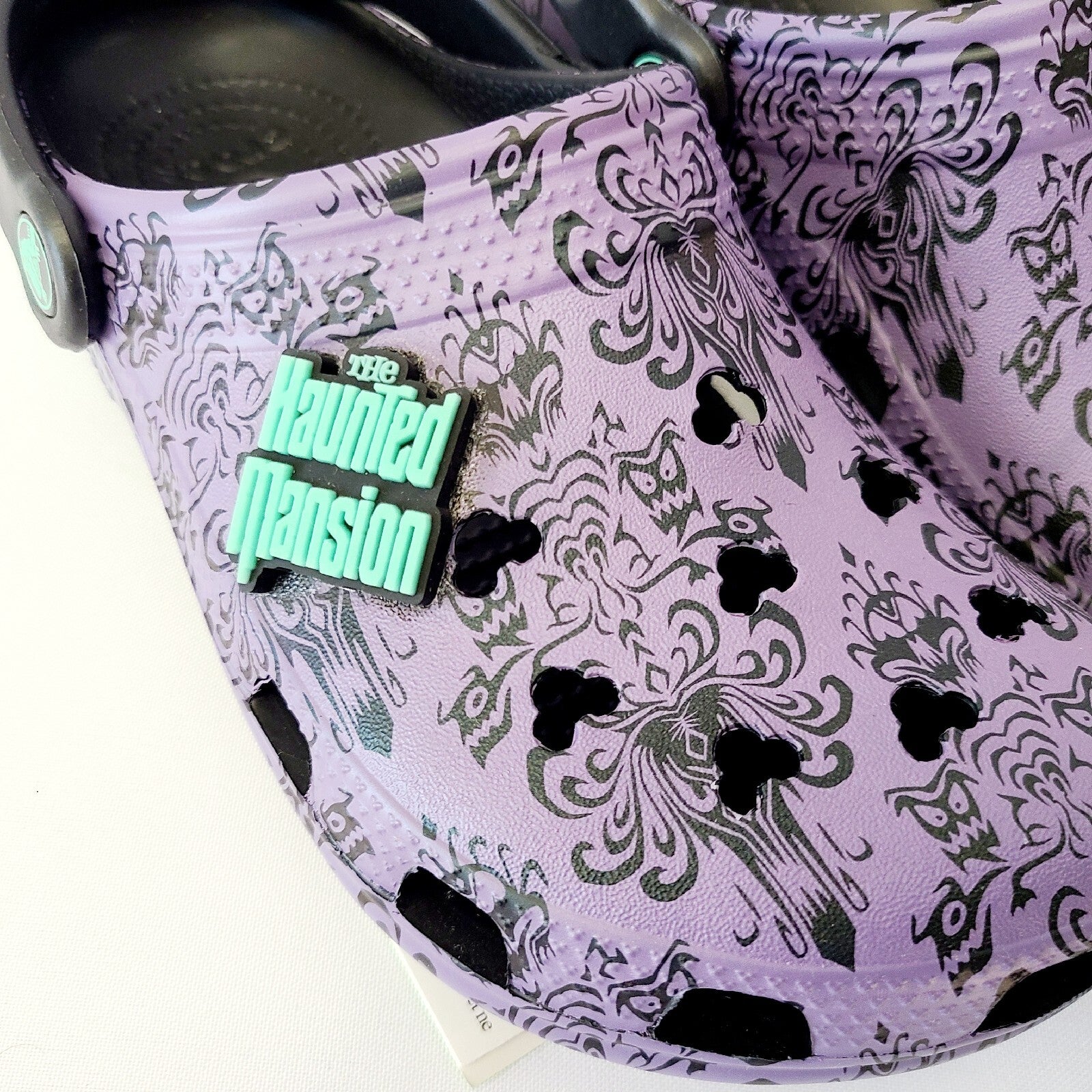 *M5 / W7* Disney Parks Haunted Mansion Purple Wallpaper Crocs Adult Shoes Glow