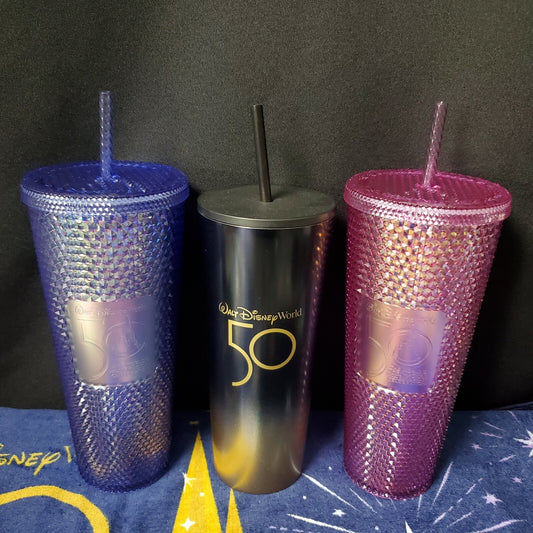 *Set of 3* Disney Parks Starbucks 50th Anniversary Gold Luxe, Blue,  Pink Bling