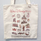2026 Walt Disney World Parks Icons Canvas Tote Bag Inner Zip Pocket Key Holder
