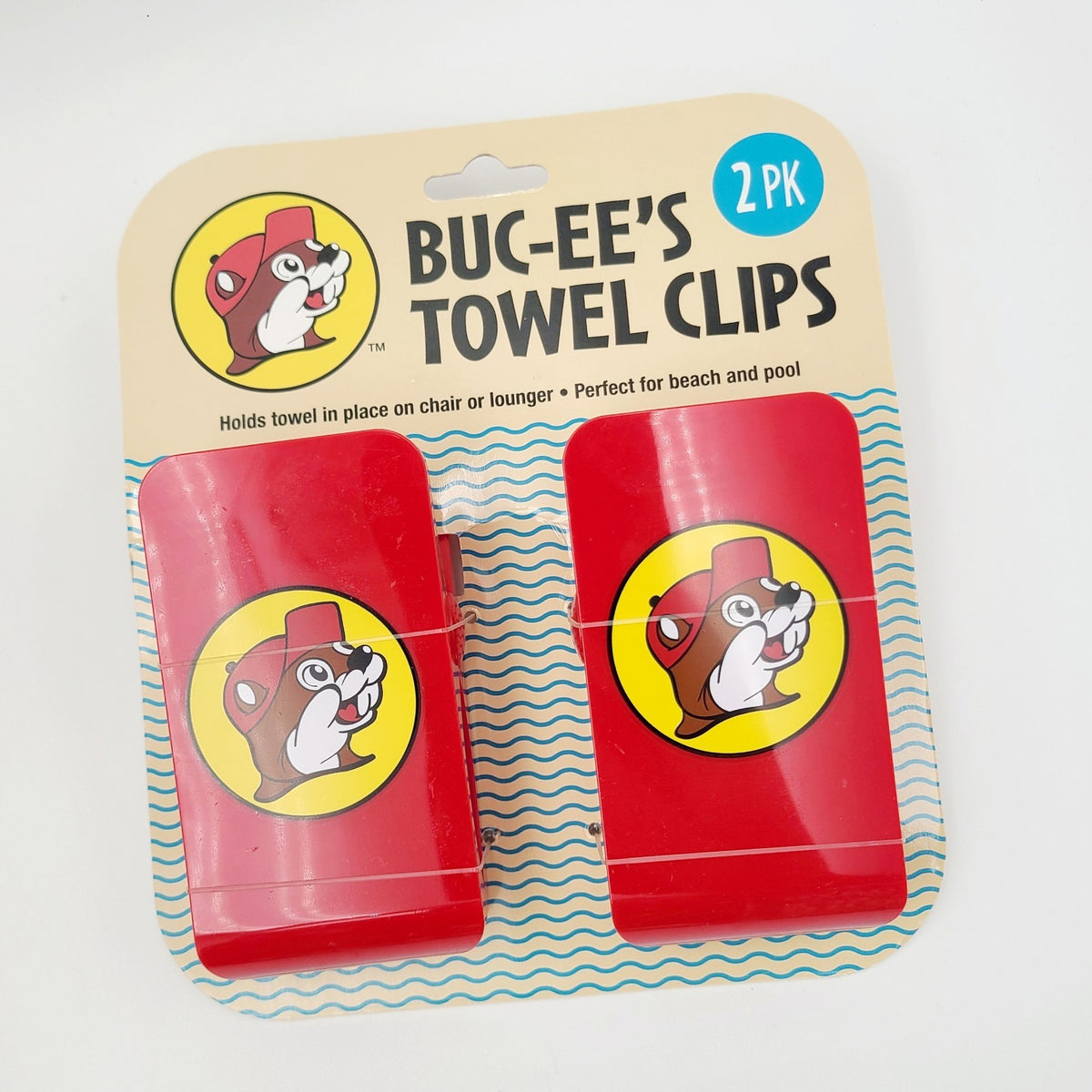 NEW Buc-ee's Towel Clips 2 Pack Red Beach/Pool Towel Holder Chair Lounger Clips