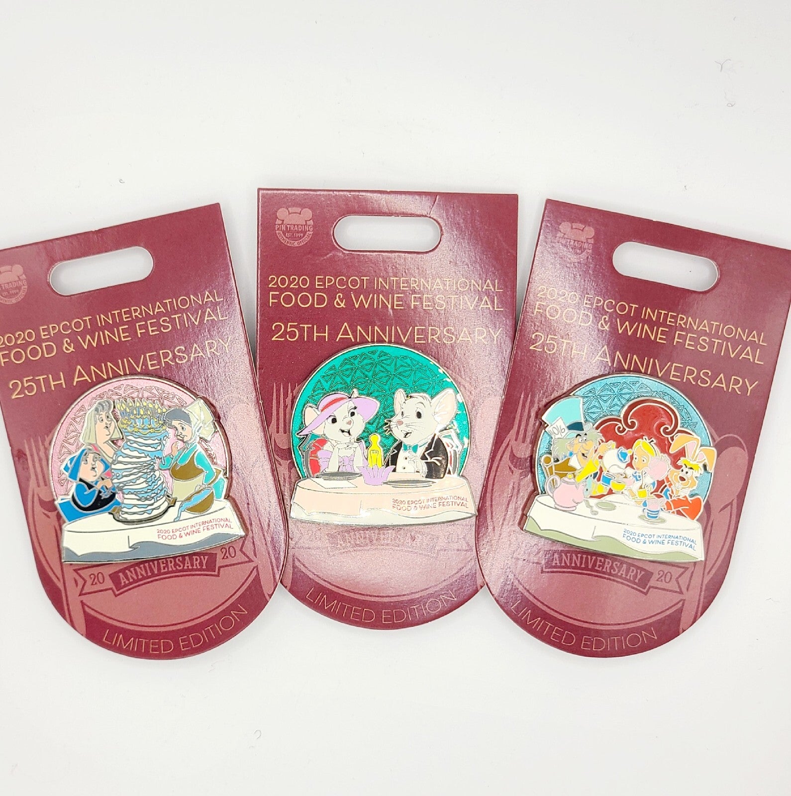 *3 Pin Set* Disney Parks 2020 EPCOT Food & Wine Festival LE Rescuers Alice Fairy