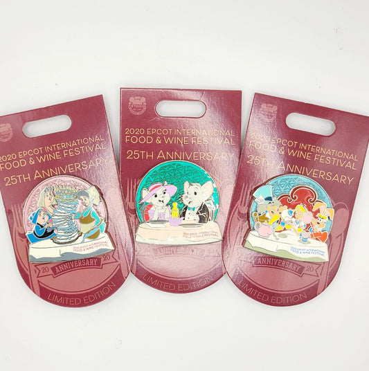 *3 Pin Set* Disney Parks 2020 EPCOT Food & Wine Festival LE Rescuers Alice Fairy