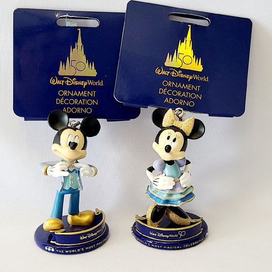 *2 Ornament Set* Walt Disney World Park 50th Anniversary Mickey Minnie Christmas